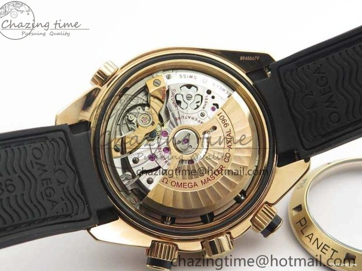 0515 Elegant Seamaster Pro Chrono RG OM Best Edition Black Ceramic Black Dial On Gummy Strap A 8128
